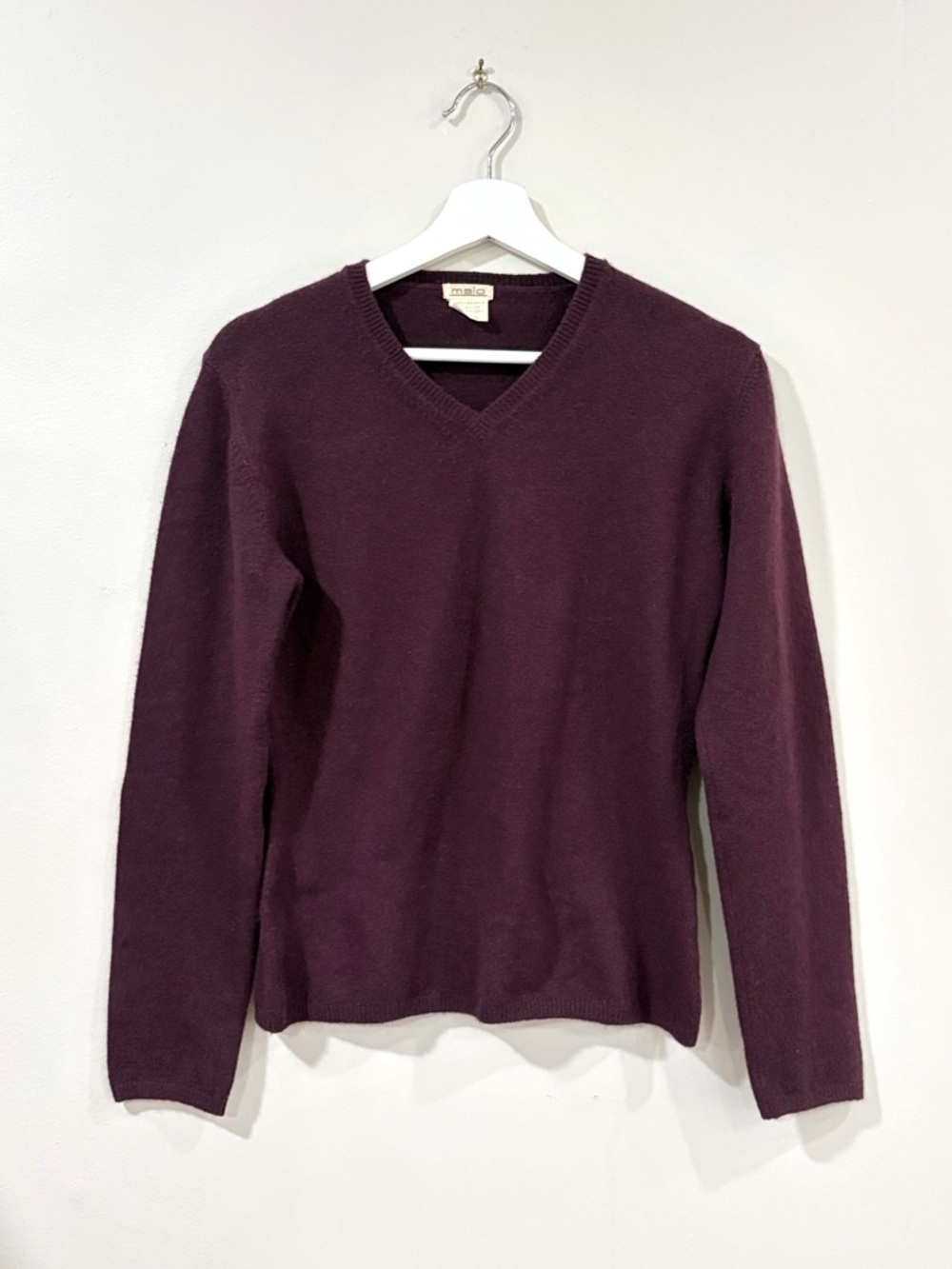 Malo Sweater Womens S Cashmere V Neck Burgundy Italy Minimalist Luxury Office